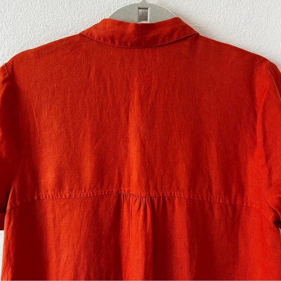J.Jill Love Linen Zinnia Saffron Orange Shirtdress S Lagenlook Coastal - Picture 11 of 16
